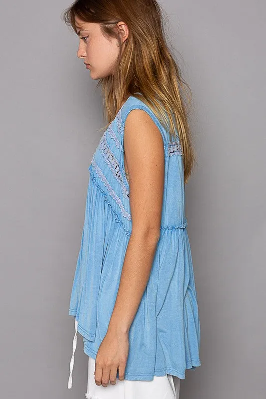 POL Sleeveless v-neck babydoll loose fit knit top - Assorted Colors