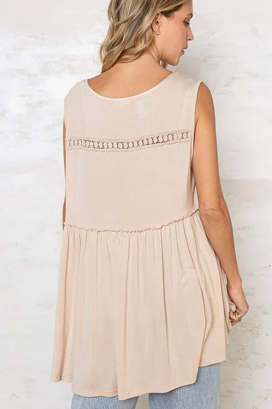 POL Sleeveless v-neck babydoll loose fit knit top - Assorted Colors