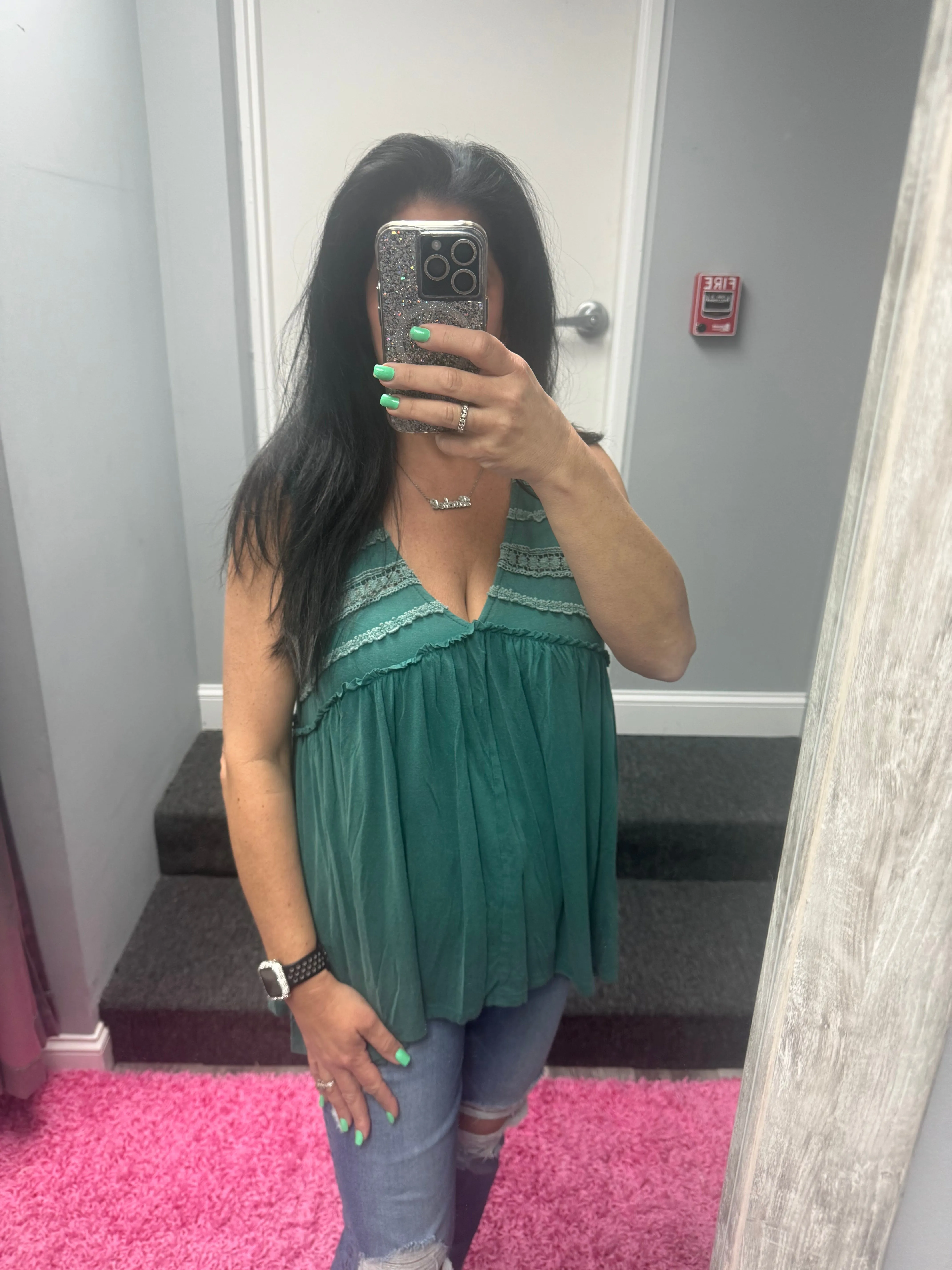 POL Sleeveless v-neck babydoll loose fit knit top - Assorted Colors