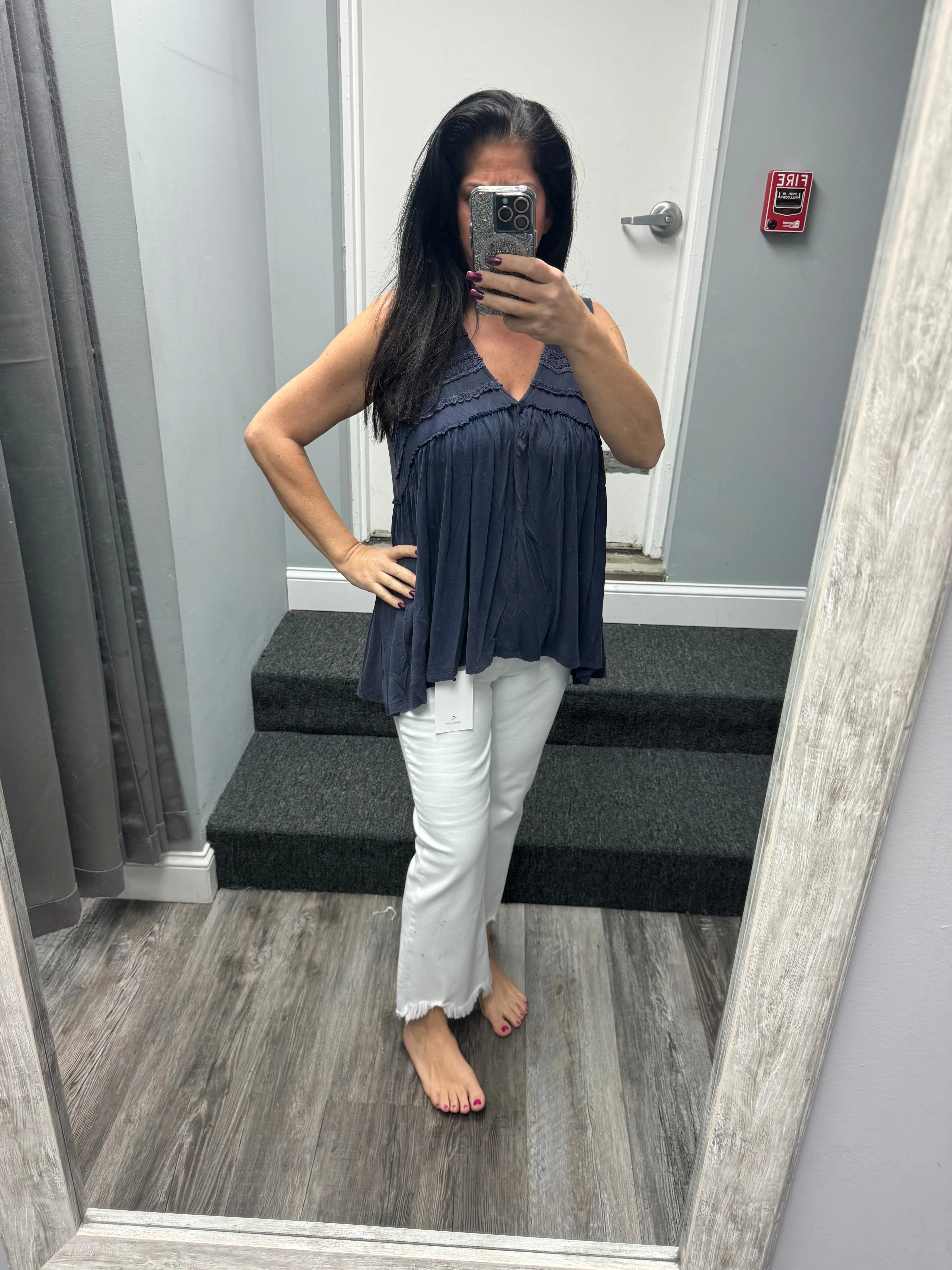 POL Sleeveless v-neck babydoll loose fit knit top - Assorted Colors
