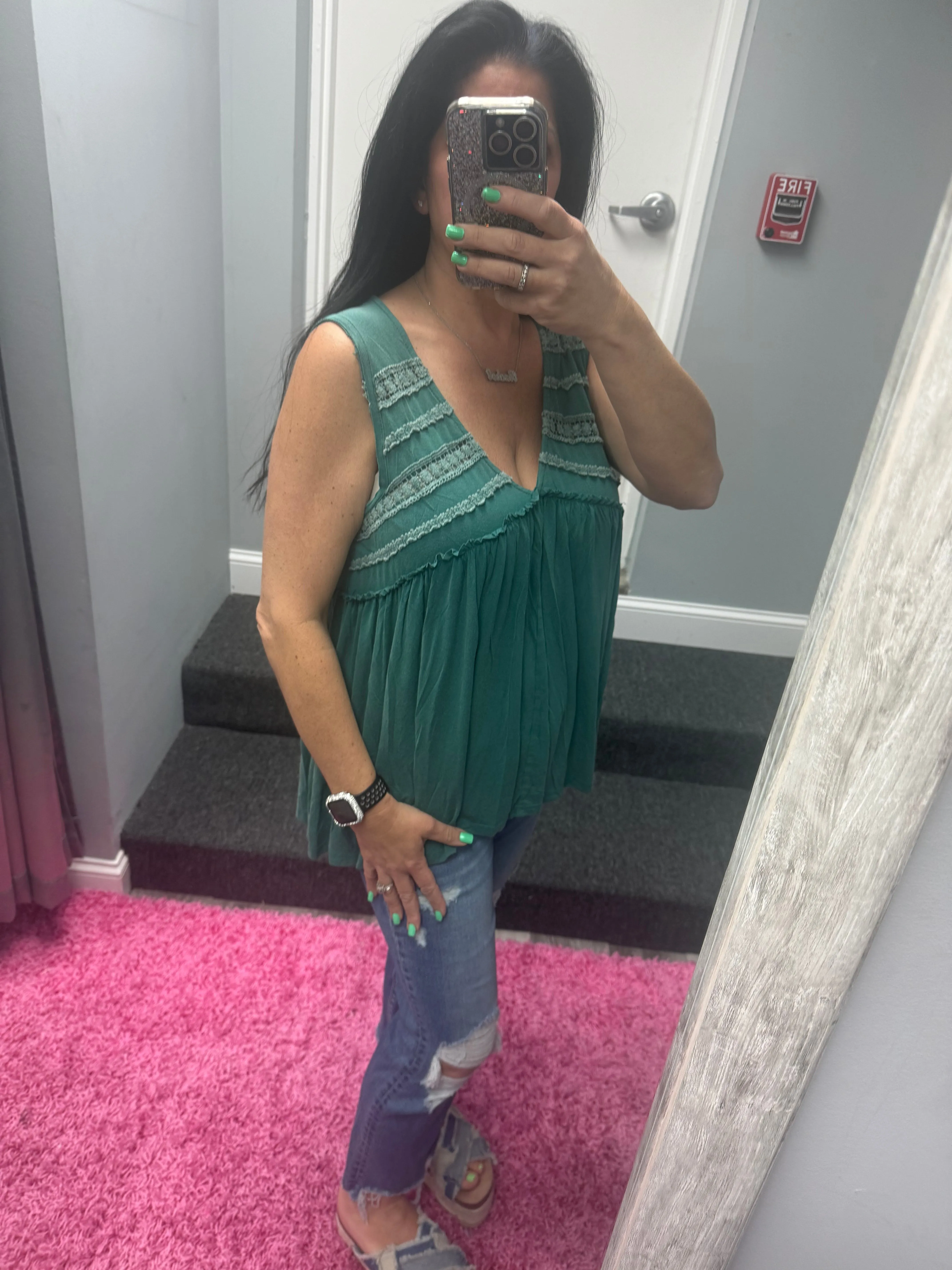 POL Sleeveless v-neck babydoll loose fit knit top - Assorted Colors