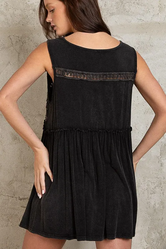 POL Sleeveless v-neck babydoll loose fit knit top - Assorted Colors