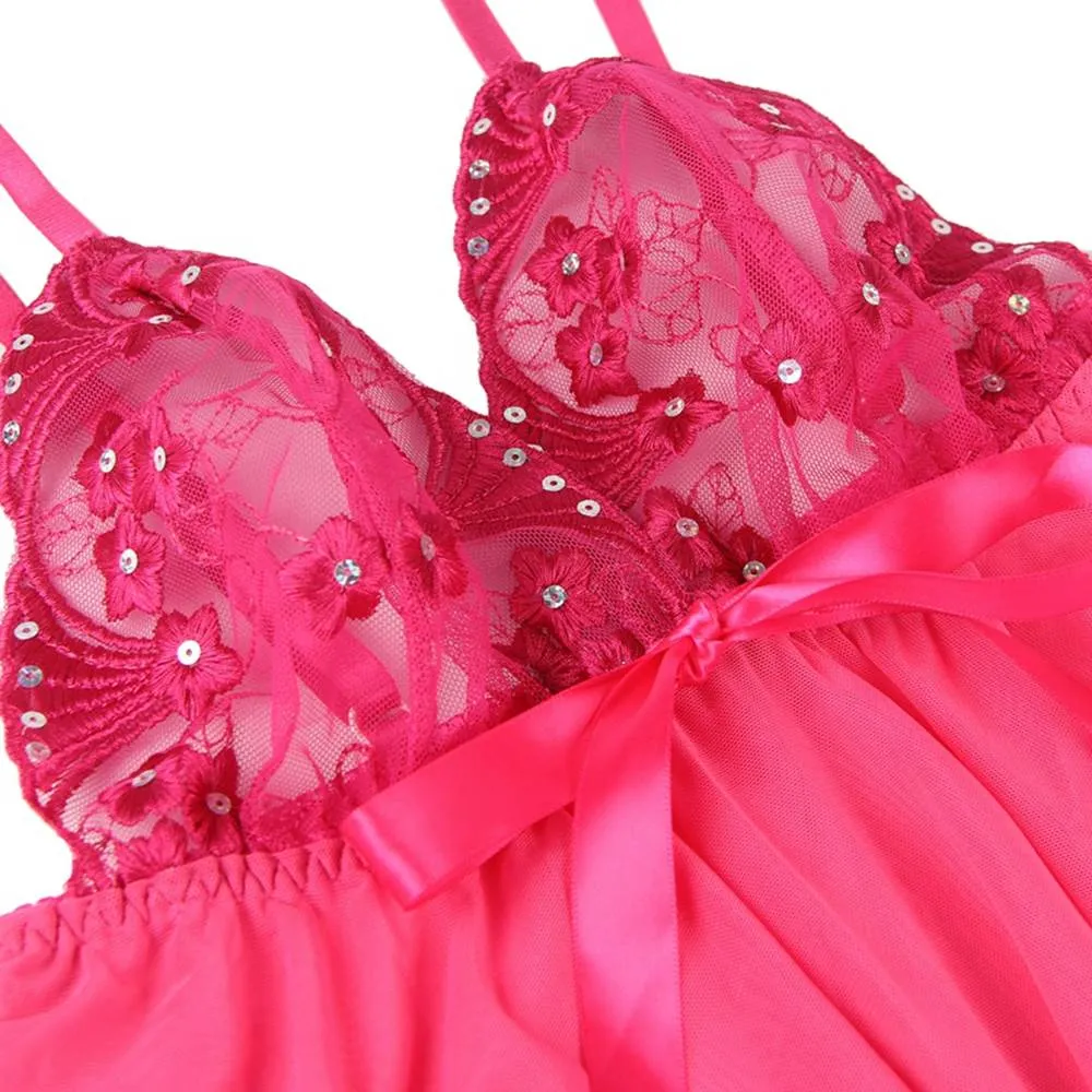Radiant Rose Rhinestone Babydoll