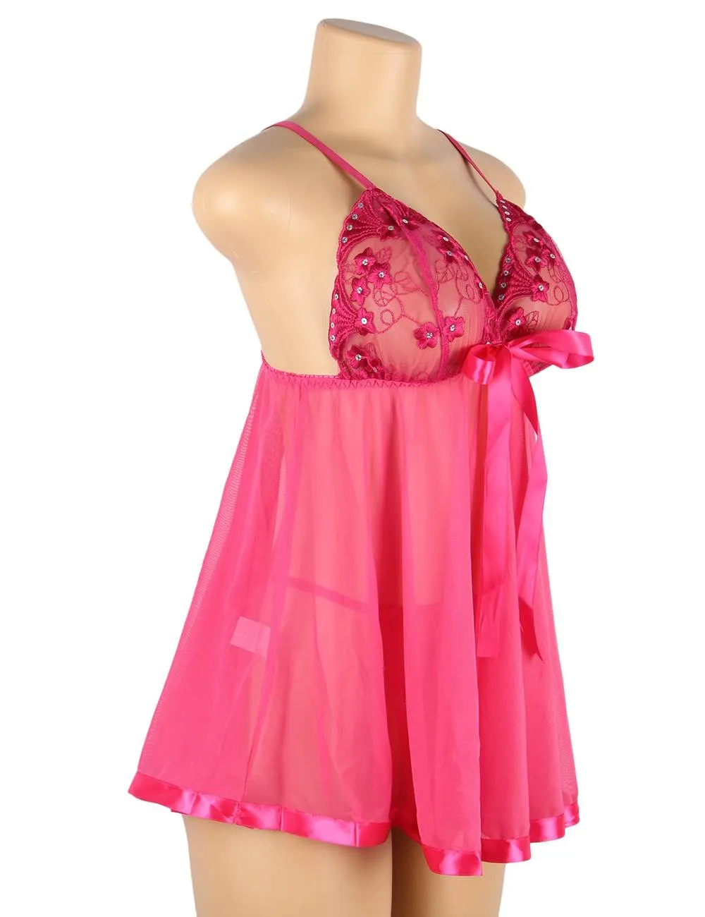 Radiant Rose Rhinestone Babydoll