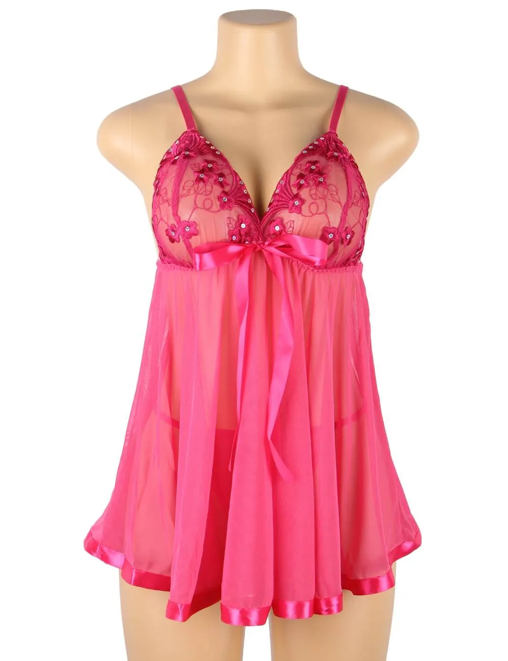Radiant Rose Rhinestone Babydoll