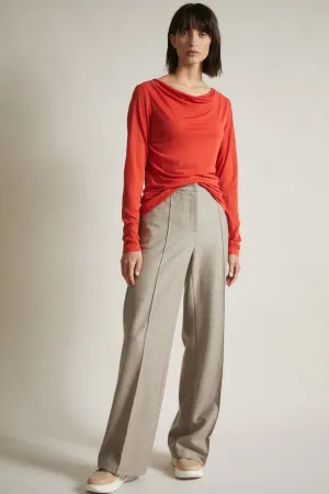 Red Merino Wool Waterfall Top Lanius