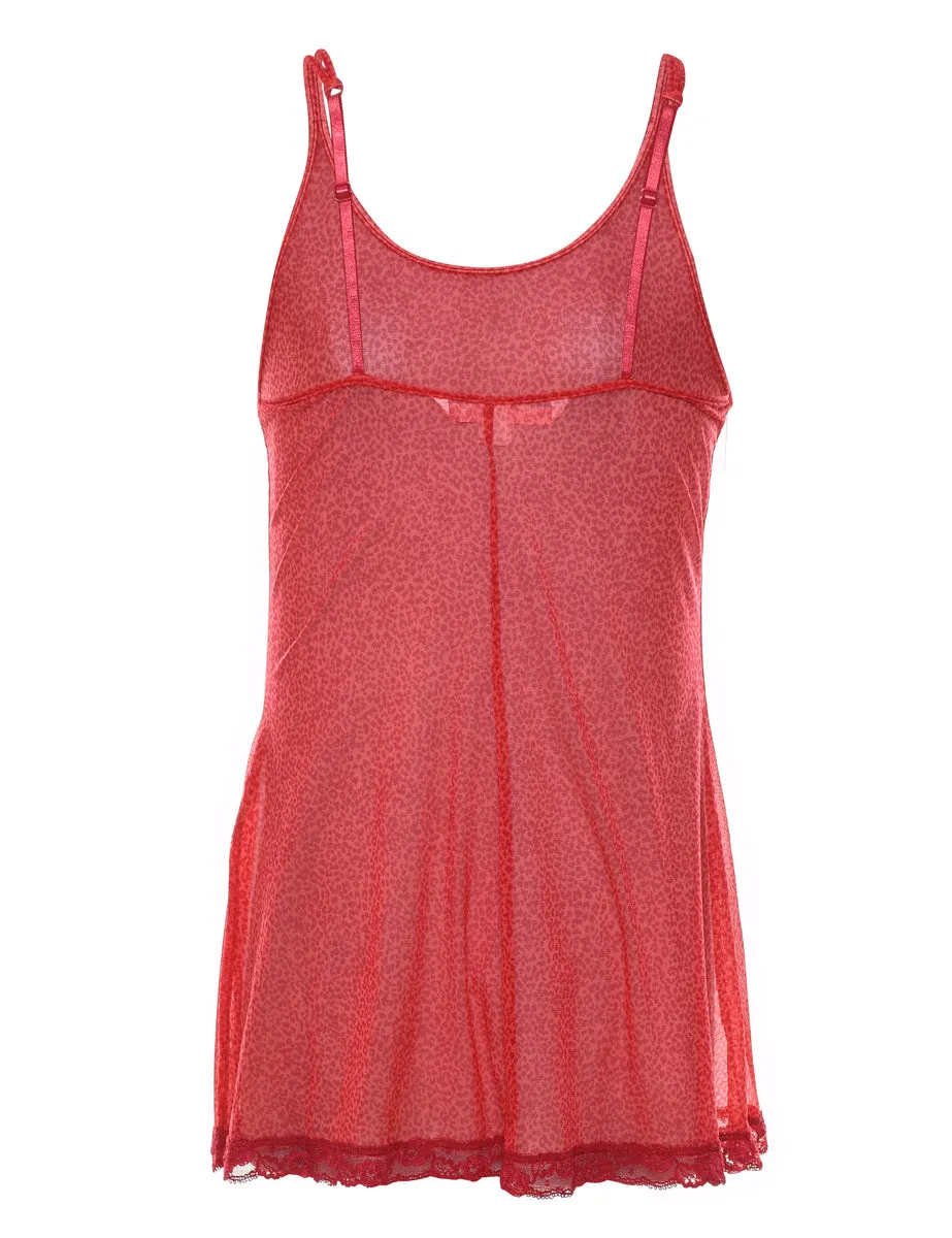 Red Sheer Leopard Print Babydoll - S