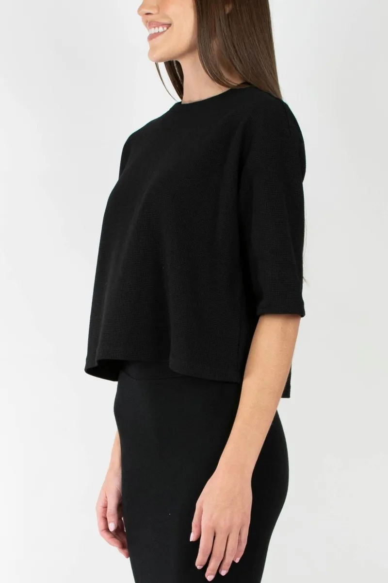 REMI TEE WAFFLE KNIT (JET BLACK)