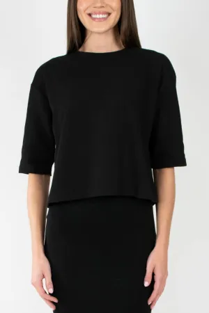 REMI TEE WAFFLE KNIT (JET BLACK)