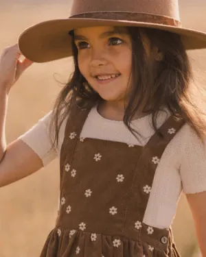 Rylee   Cru Corduroy Pinafore, Floral Embroidery