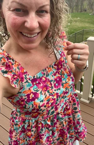Square neck ruffle tank