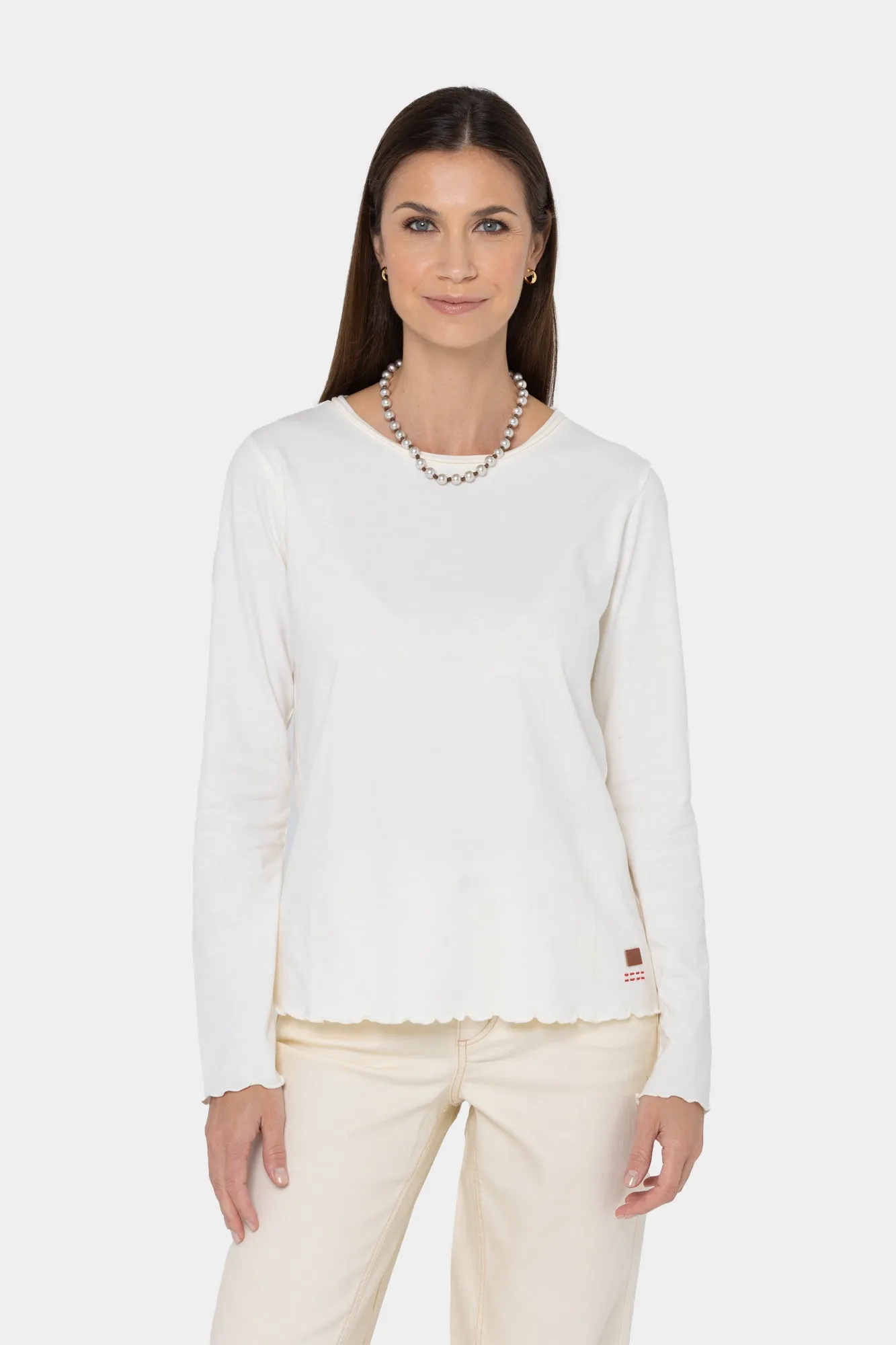 Sueded Knit Lettuce Edge Top