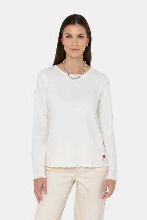 Sueded Knit Lettuce Edge Top