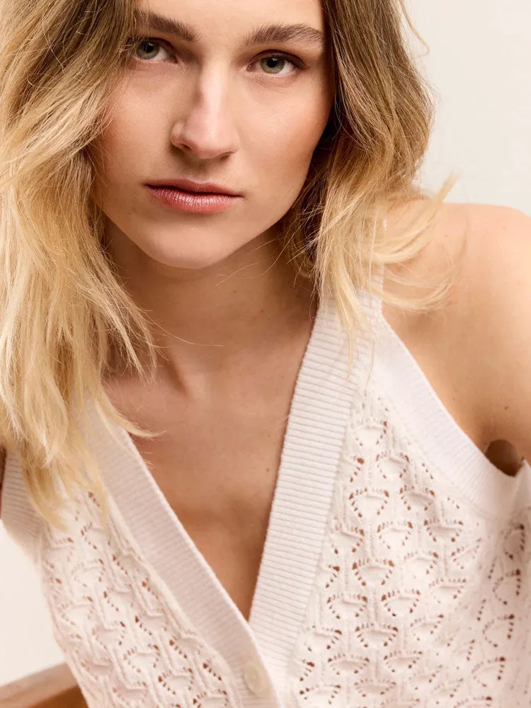 Summum Crochet Top Off White