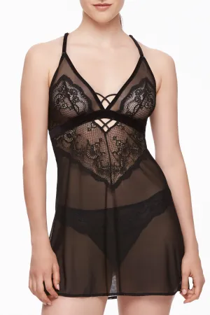 Velvet Crush Mesh & Lace Babydoll Set