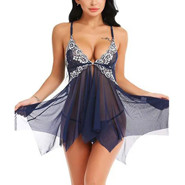 VensuFox Slutty Clothes Sexy Women Sleepwear Hot Lingerie Porno Lingerie Women Front Closure Babydoll Lace Mesh Sleepwear Lingerie