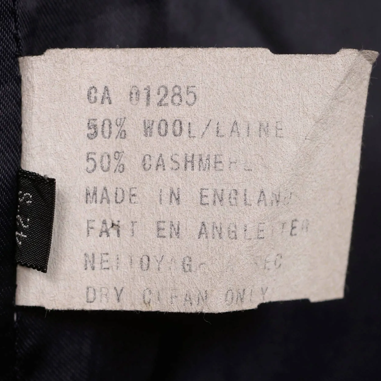 Vintage Mens English Wool & Cashmere Coat Navy Blue Overcoat Topcoat Size L 42