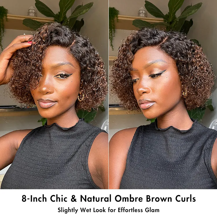 VIP ONLY | Ombre Brown Fluffy Kinky Curl Glueless Minimalist HD Lace Wig Ready to Go