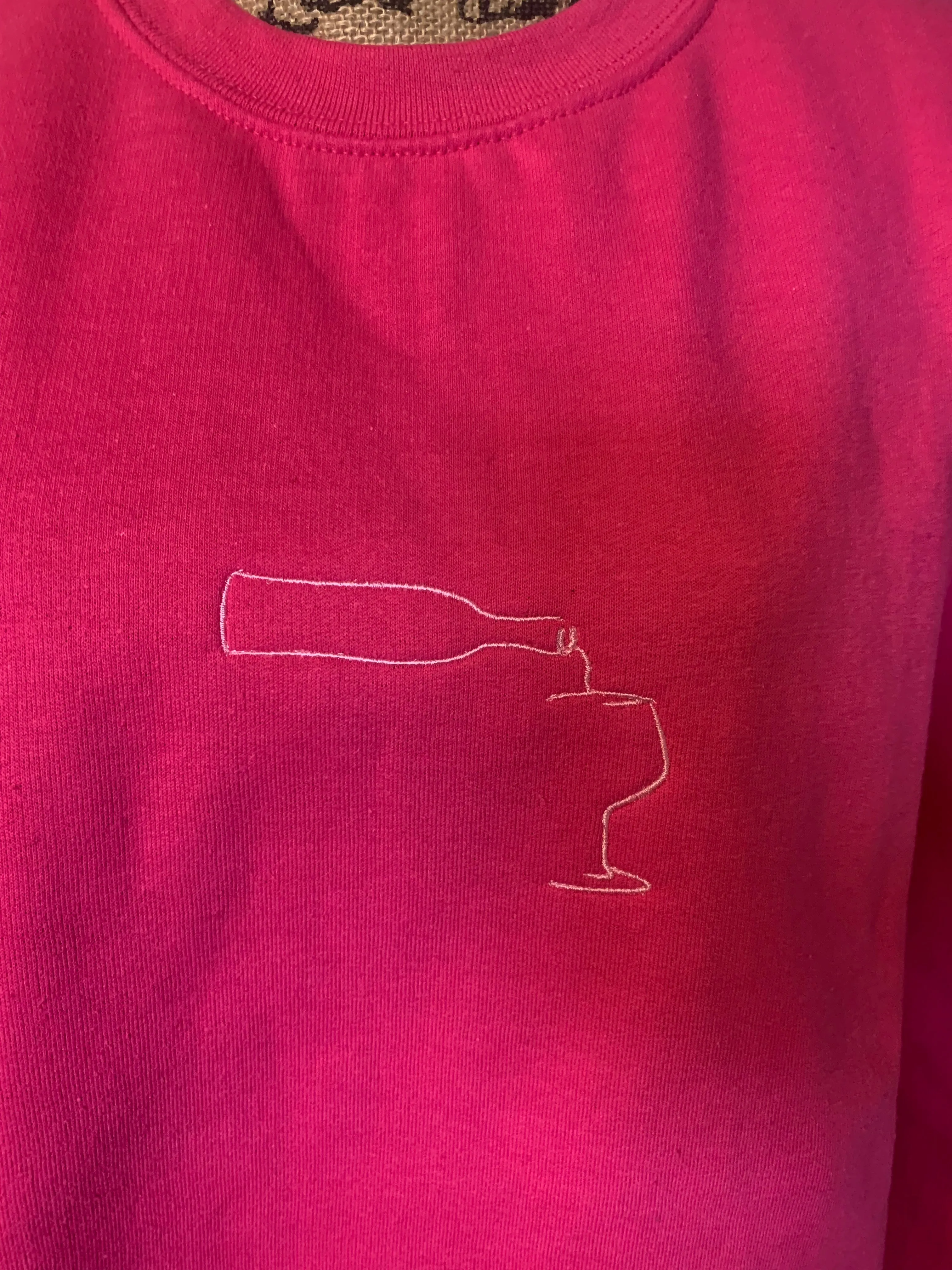 Wine bottle and glass crewneck