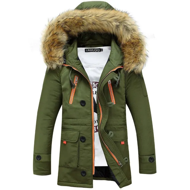 Winter Jacket Casual Hooded Collor Parka Men Thicken Full Sleeve