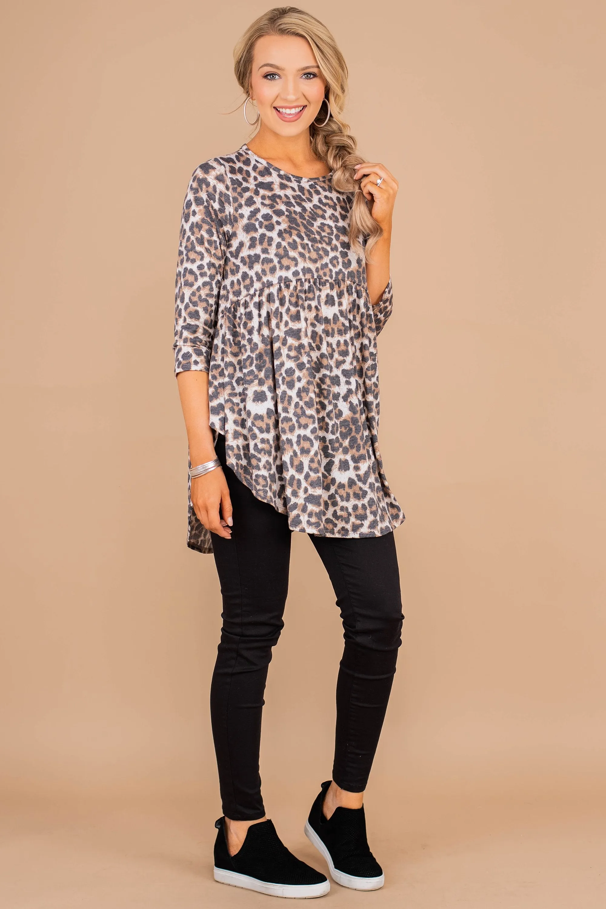 Won't You Be Mine Brown Leopard Top