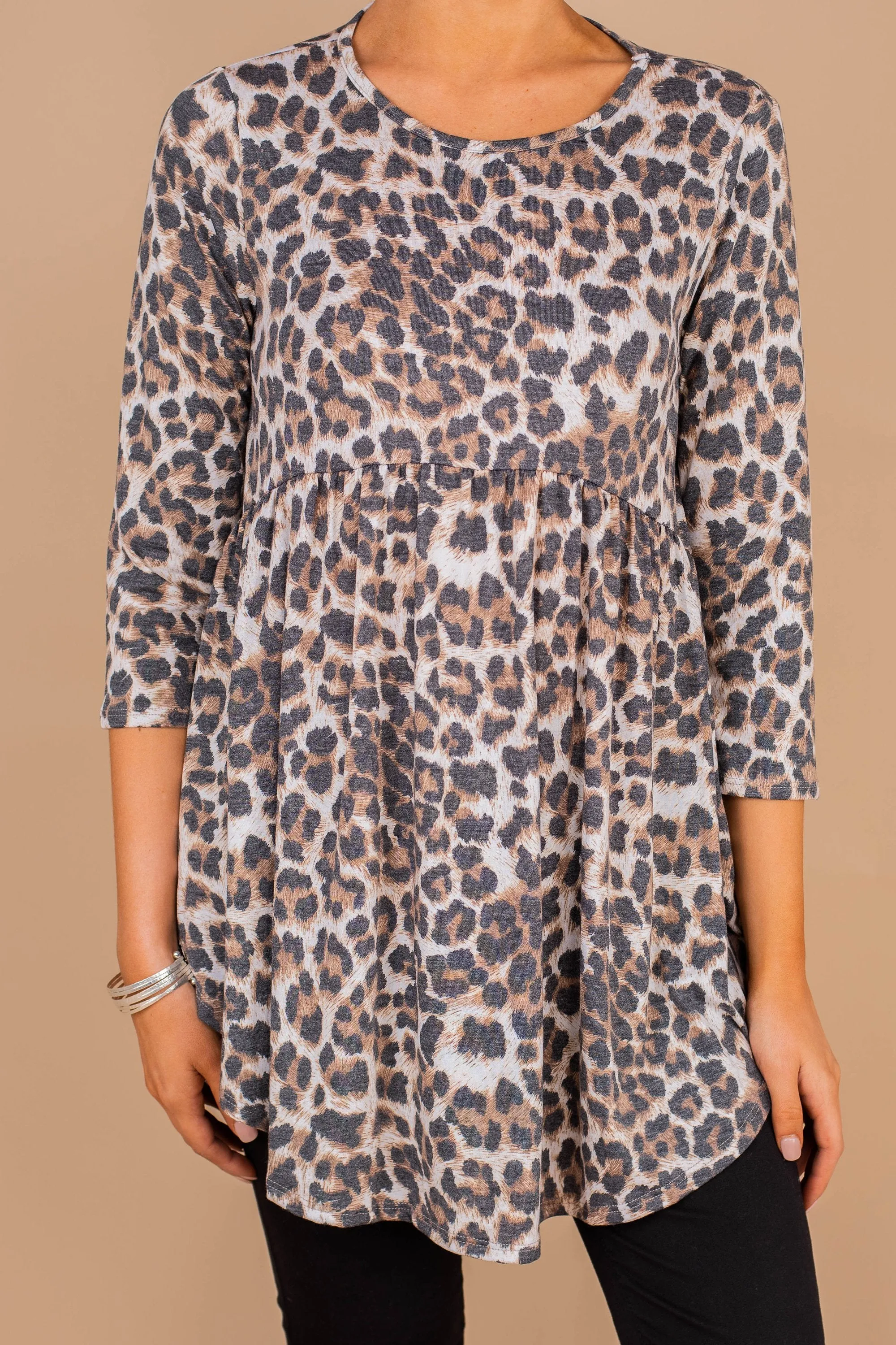 Won't You Be Mine Brown Leopard Top