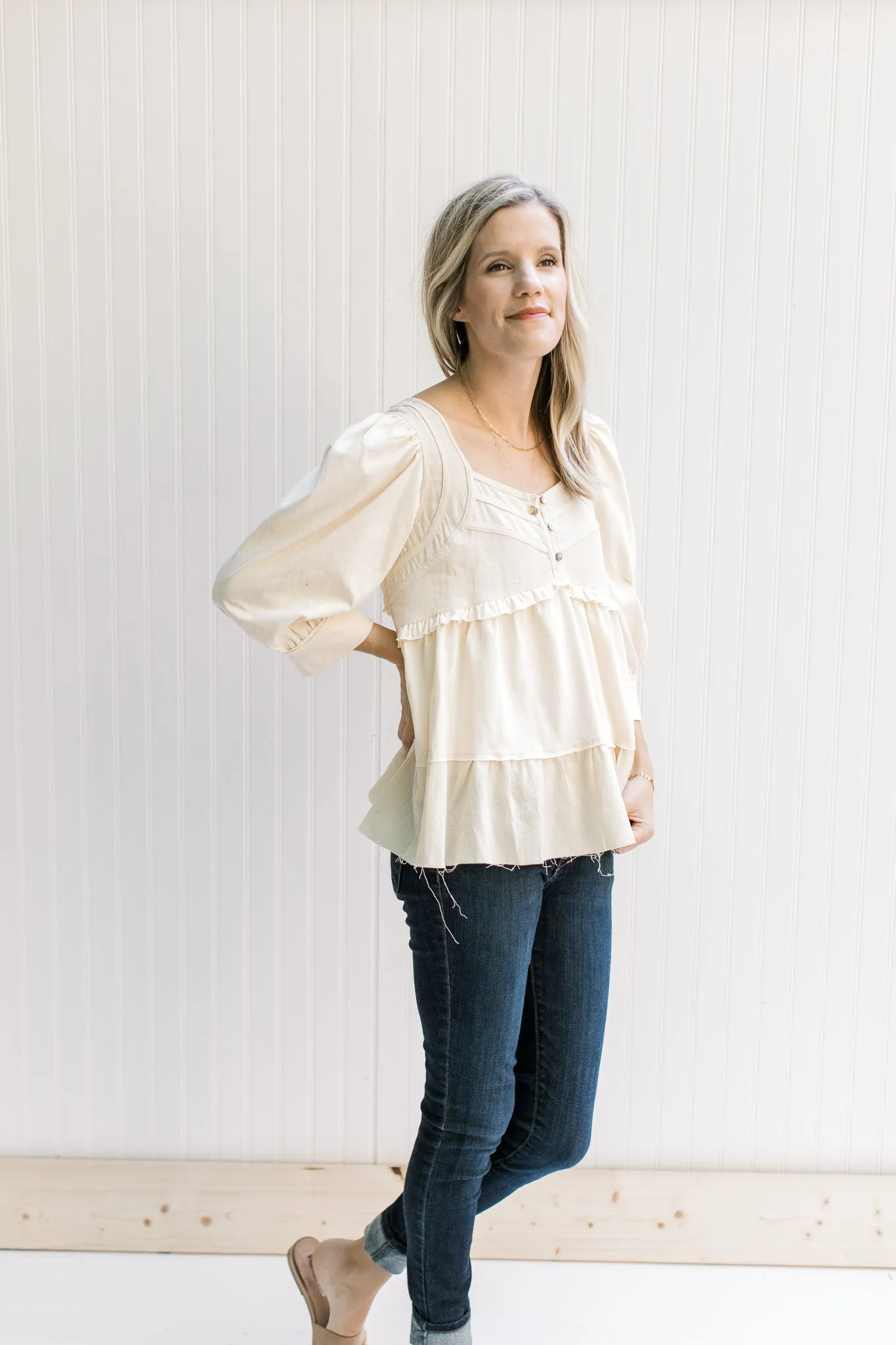 X Champagne Baby Doll Top