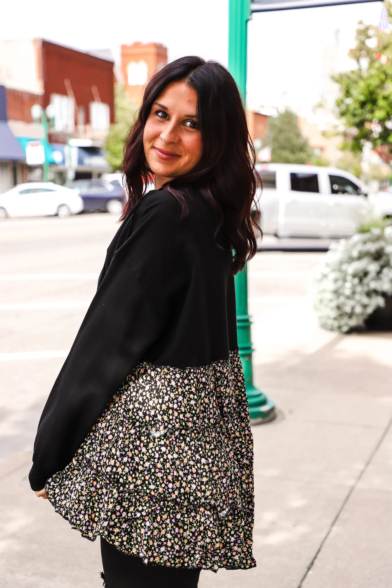 Your New Favorite Flower Top--Black