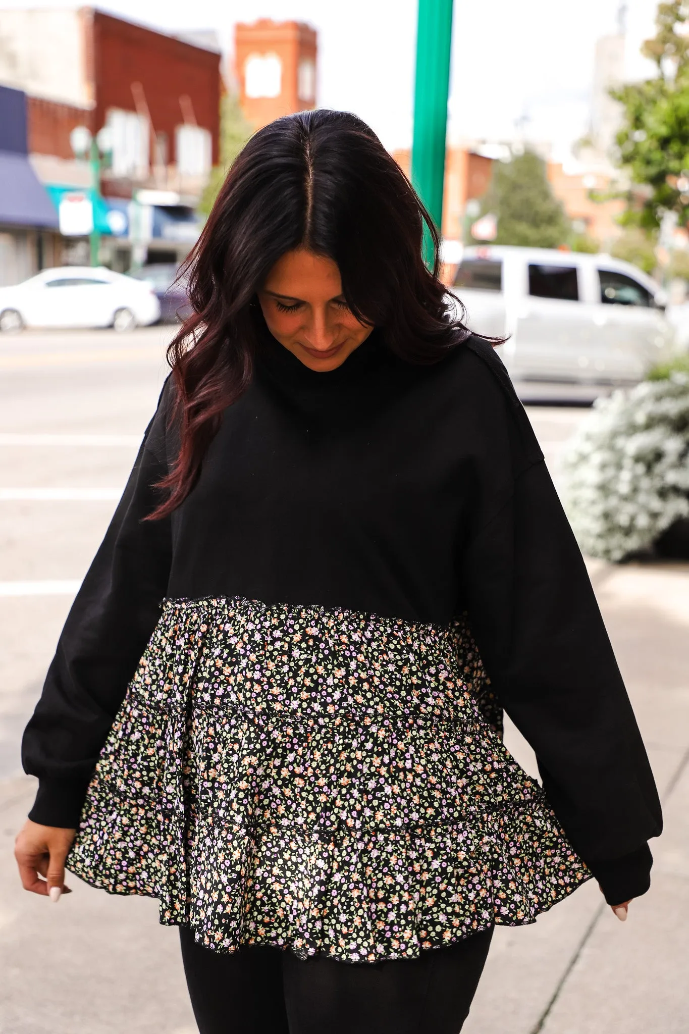 Your New Favorite Flower Top--Black