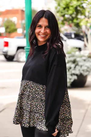 Your New Favorite Flower Top--Black