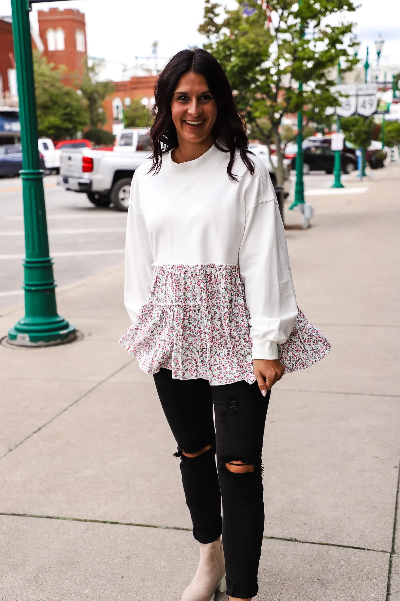 Your New Favorite Flower Top--Cream
